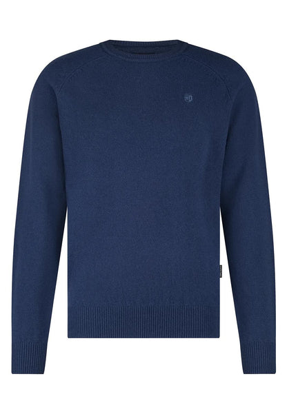 Trui lamswol met ronde hals - kobaltblauw