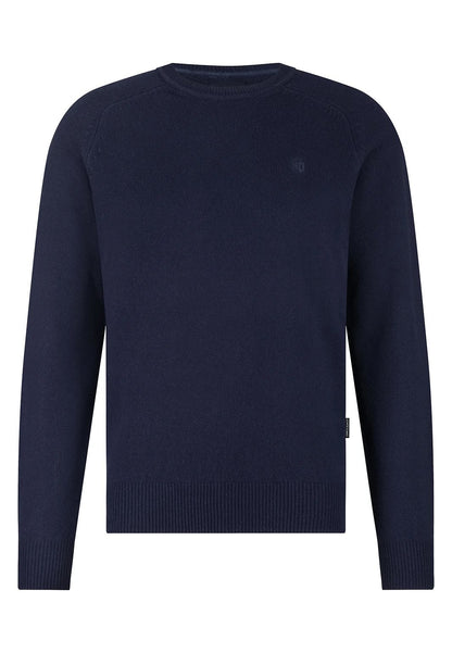 Trui lamswol met ronde hals - donkerblauw