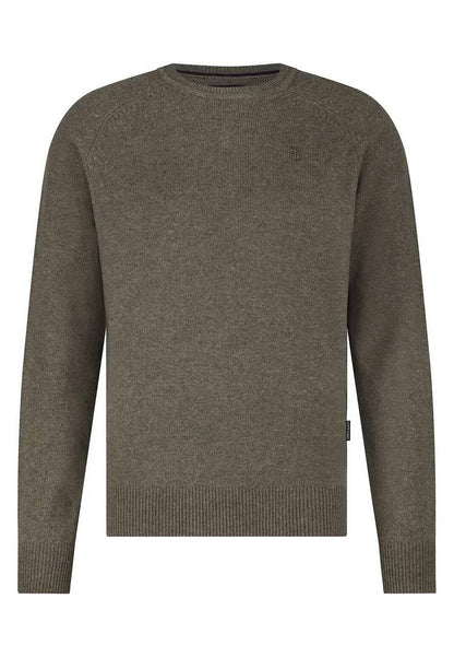 Trui lamswol met ronde hals - bruin