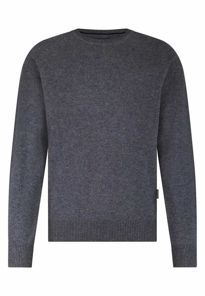 Trui lamswol met ronde hals - middengrijs