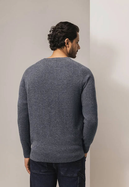 Trui lamswol met ronde hals - middengrijs