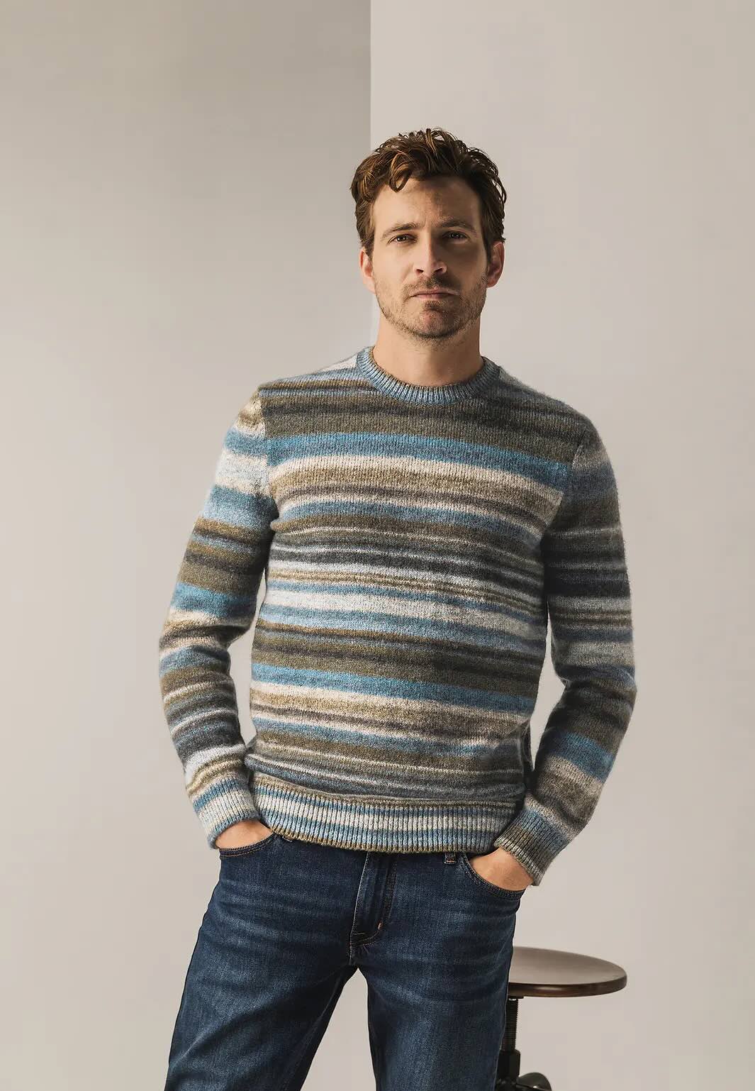 Trui gestreept - blauw/beige/bruin