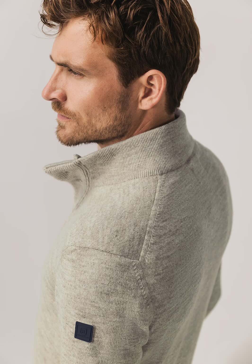 Trui met halve rits - beige
