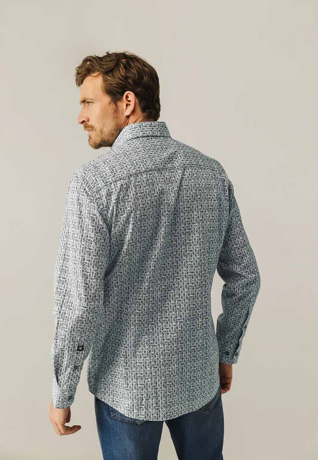 Overhemd met borstzak - grijs/groen/blauw/beige