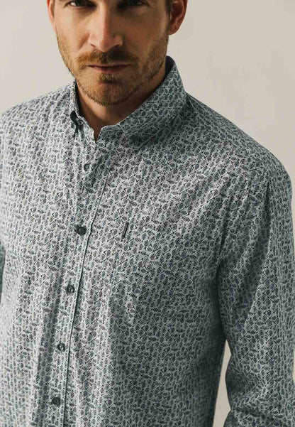 Overhemd met borstzak - grijs/groen/blauw/beige