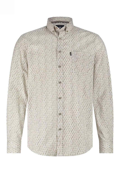 Overhemd met geometrische print - beige wit