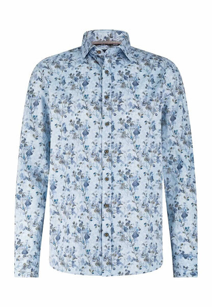 Overhemd met botanische print - blauw
