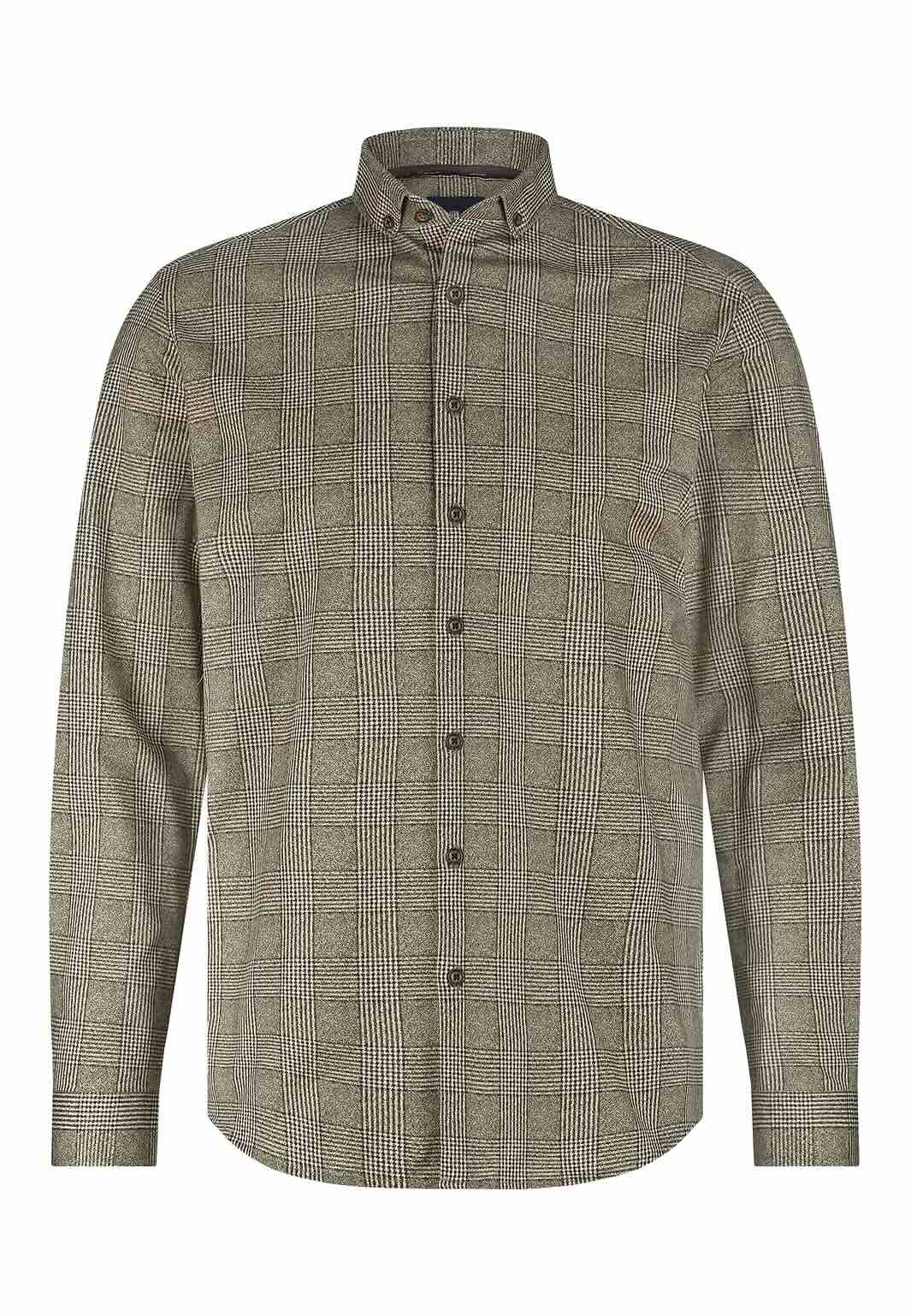 Overhemd jersey ruit - bruin