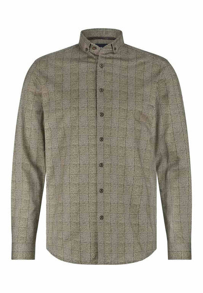 Overhemd jersey ruit - bruin