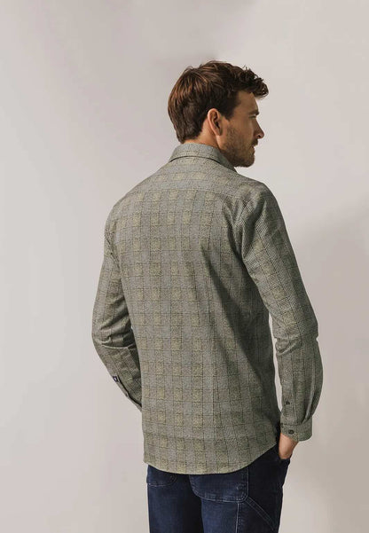 Overhemd jersey ruit - bruin