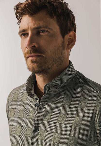 Overhemd jersey ruit - bruin