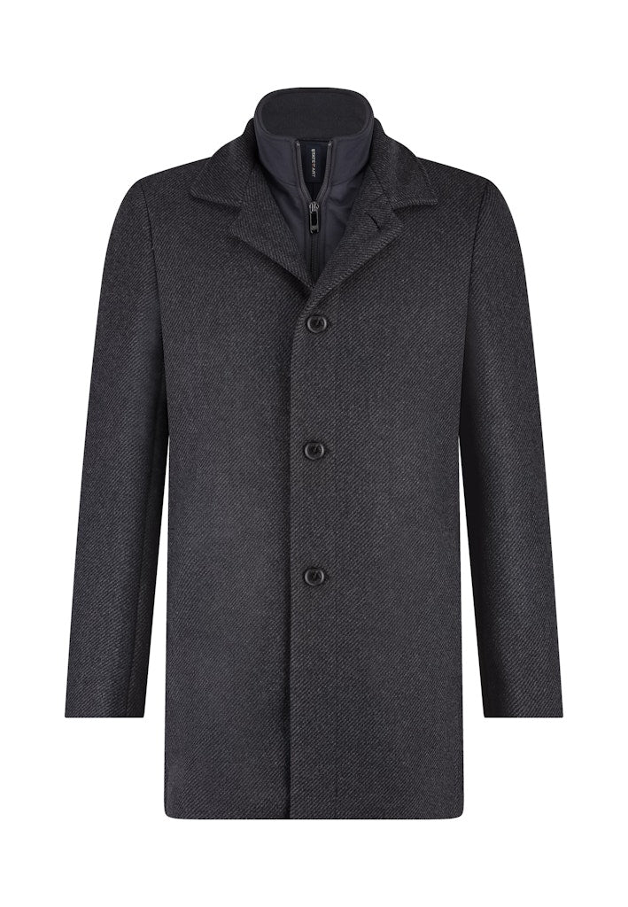 Mantel met uitneembare ritsinzet - antraciet