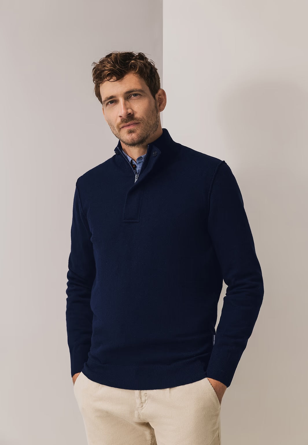 Trui met rits - donkerblauw