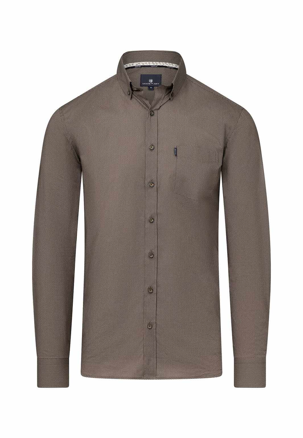 Overhemd met allover print - bruin