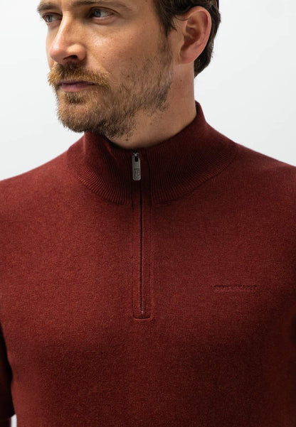 Trui met halve rits - rood