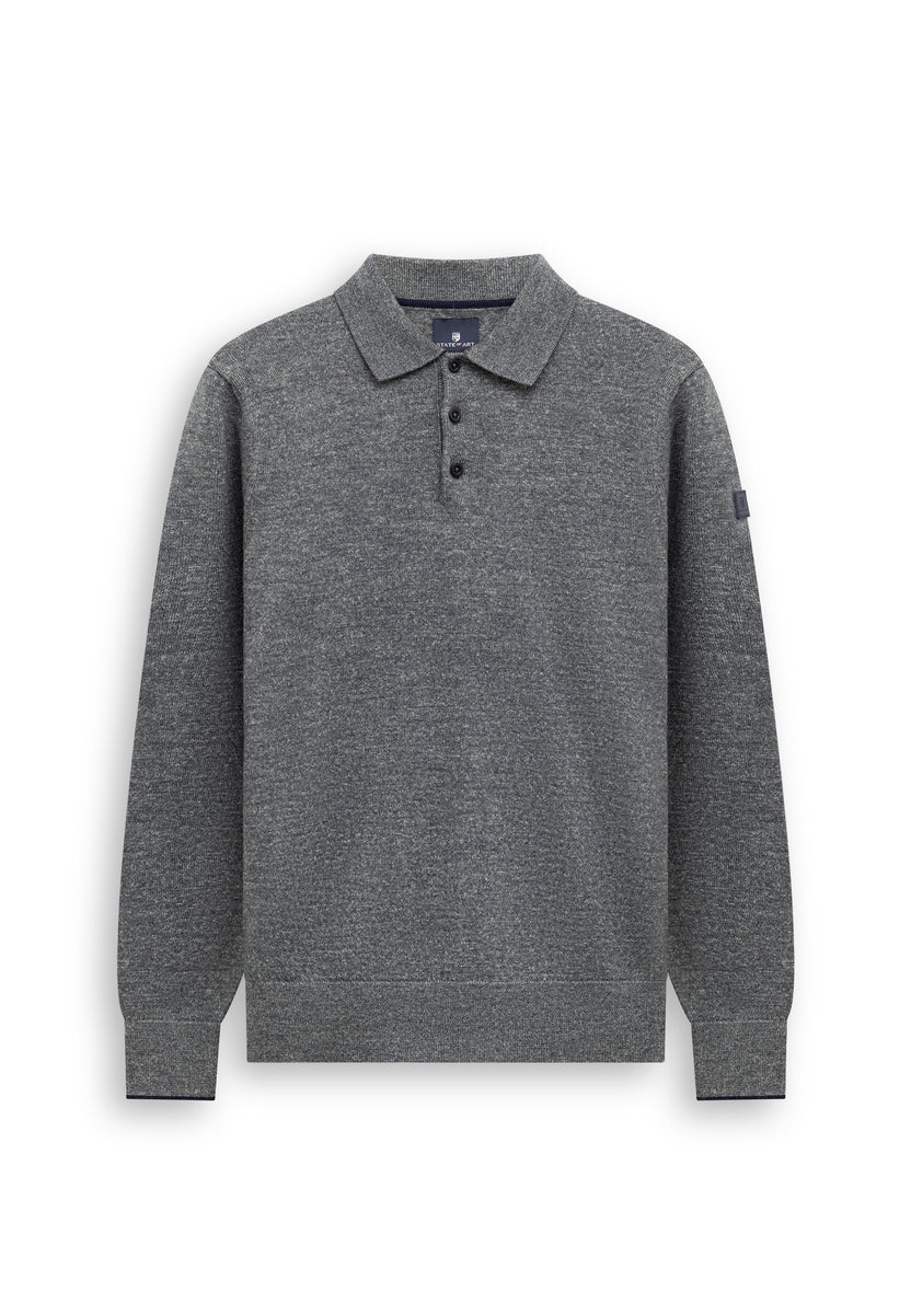 Trui polokraag met knopen - grijs / blauw
