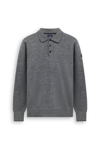 Trui polokraag met knopen - grijs / blauw