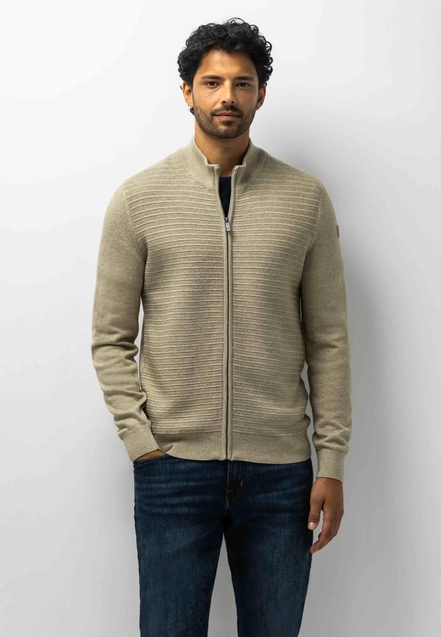 Vest met structuurpatroon - taupe