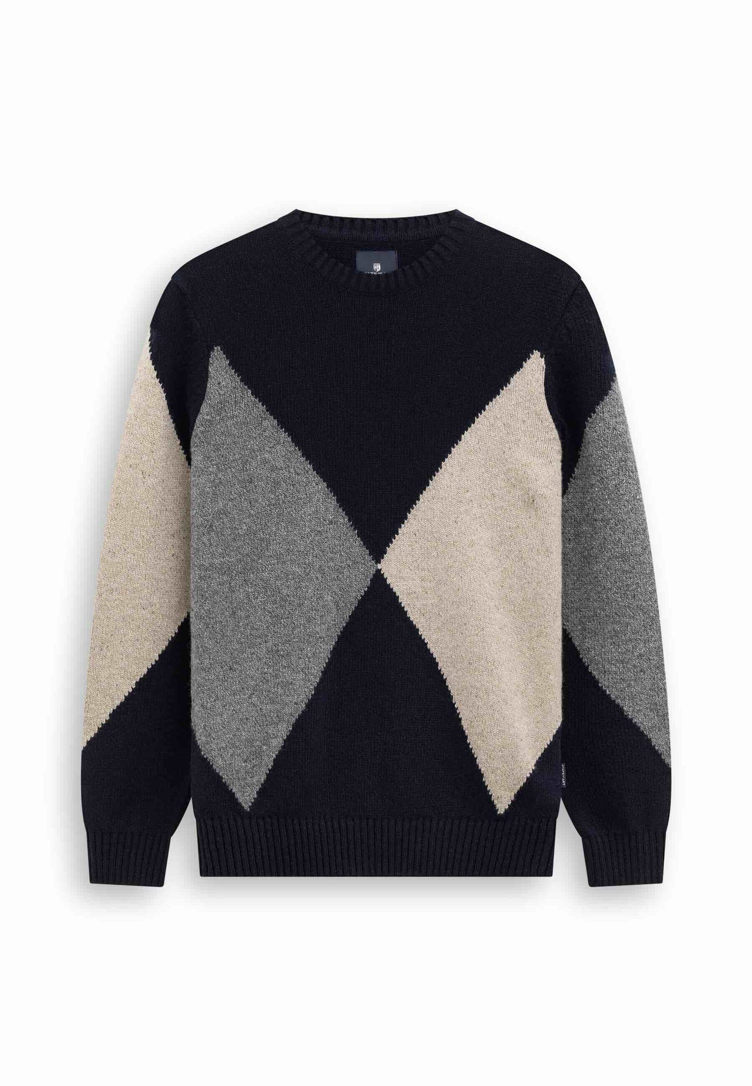 Trui jacquard lamswolmix - blauw
