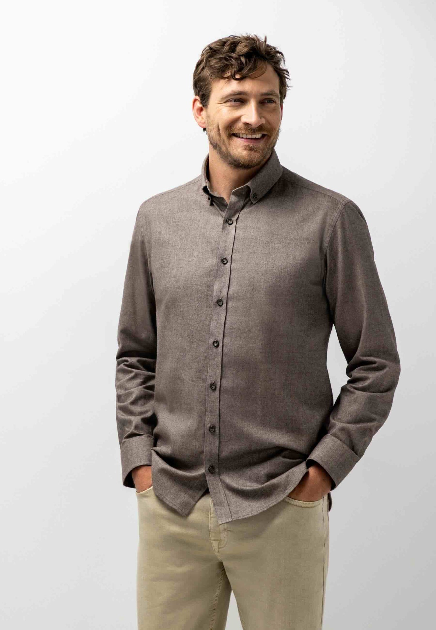 Overhemd twill - taupe / beige