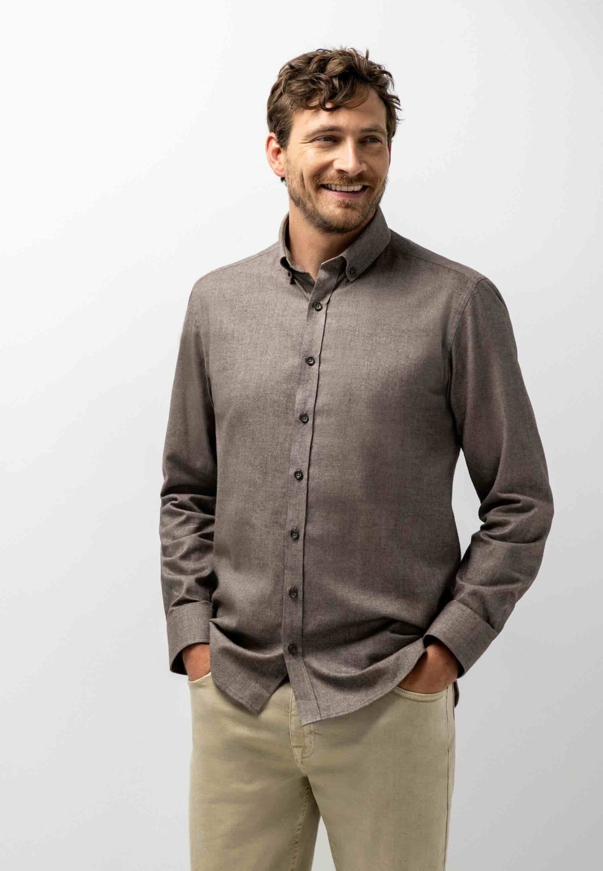 Overhemd twill - taupe / beige