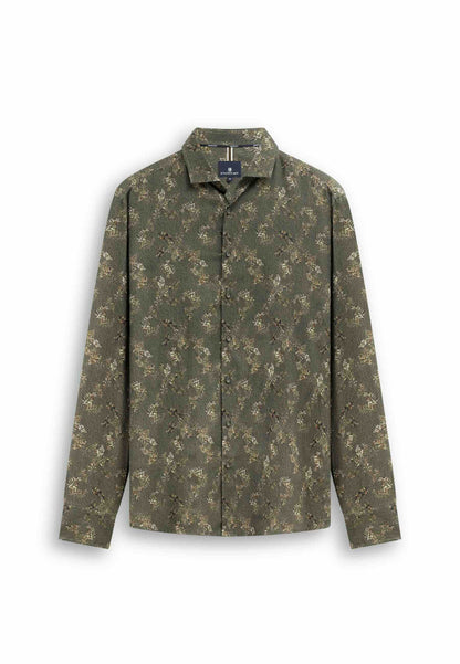 Overhemd botanische print - groen / beige