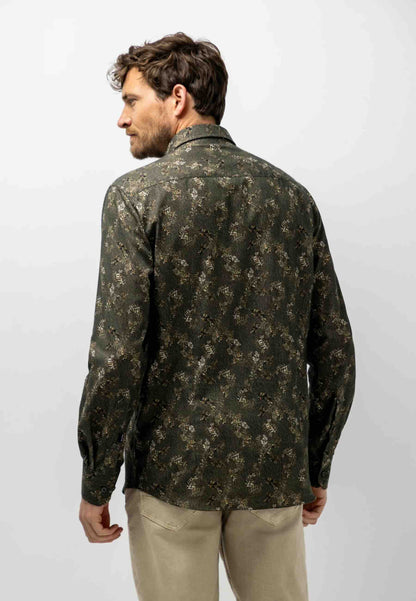 Overhemd botanische print - groen / beige