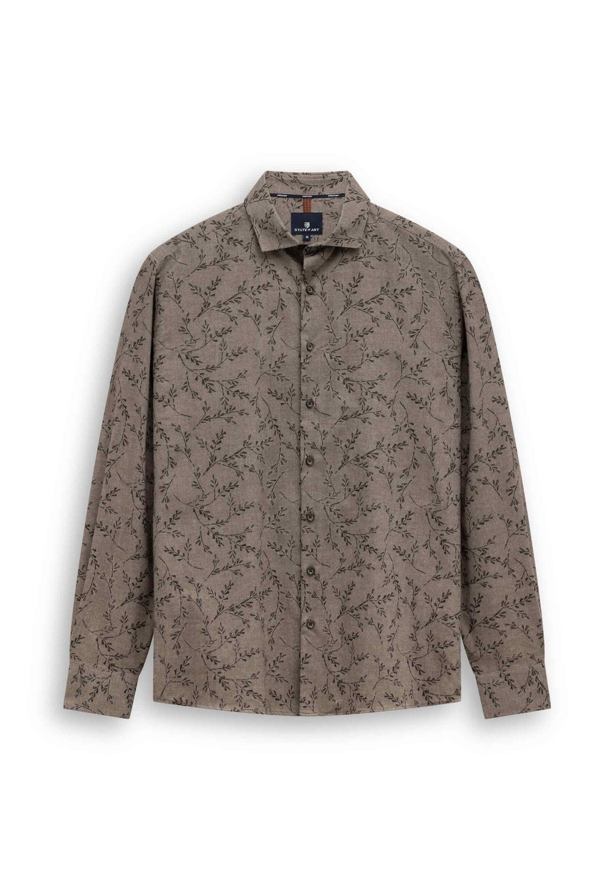 Overhemd twill met print - bruin