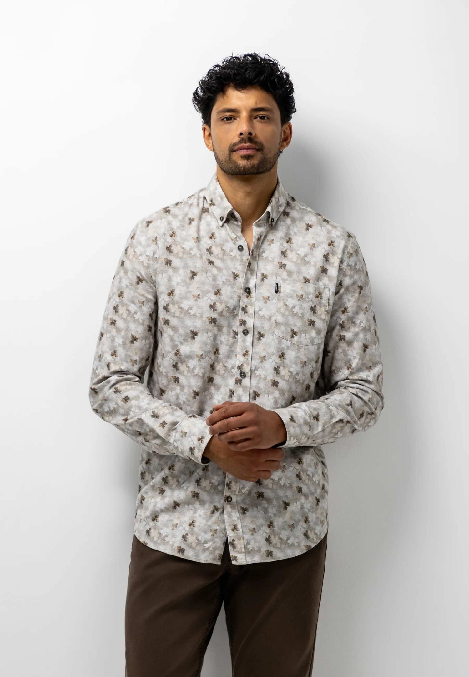 Overhemd flanel - taupe / beige