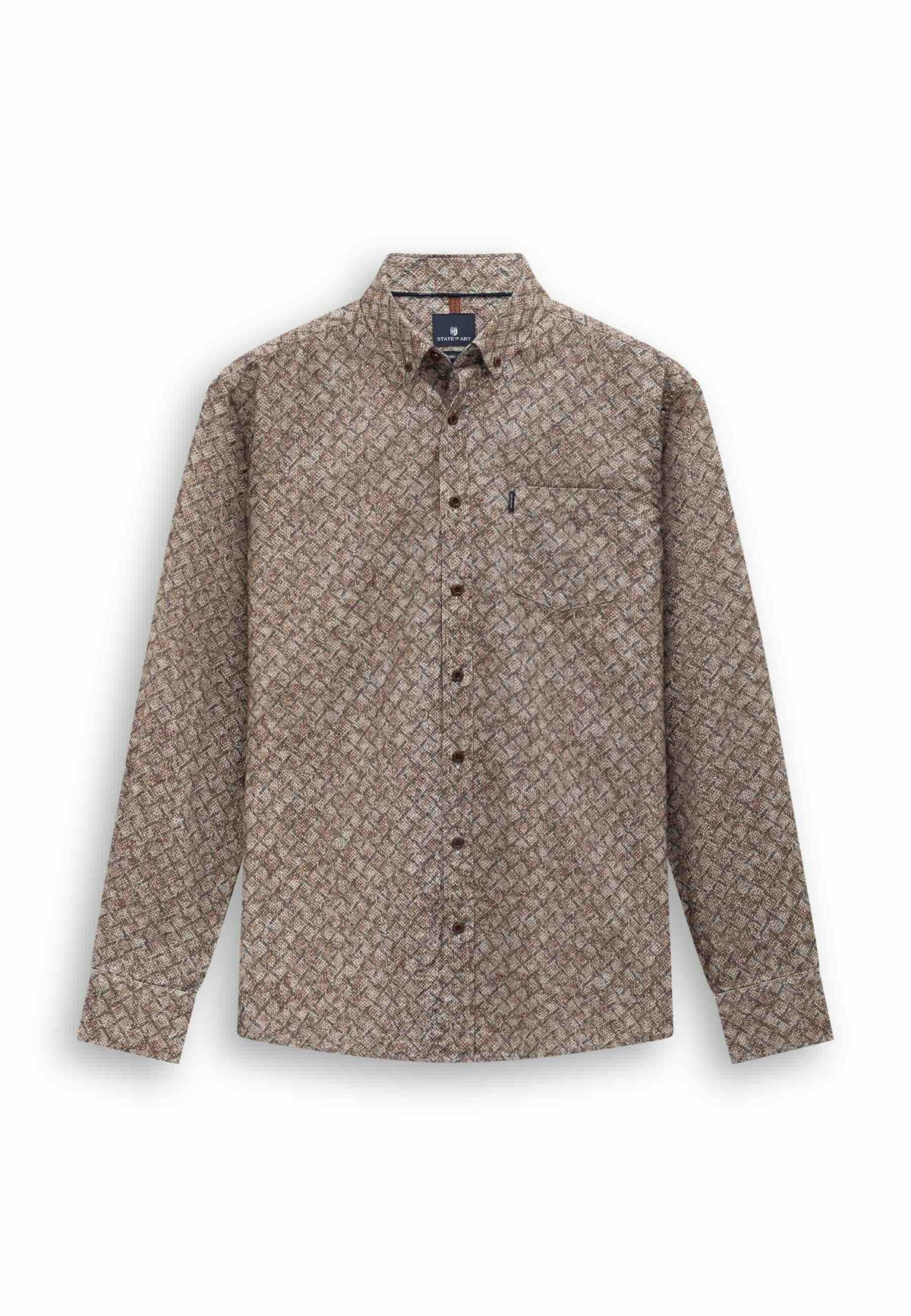 Overhemd twill met werkje - taupe / oudroze
