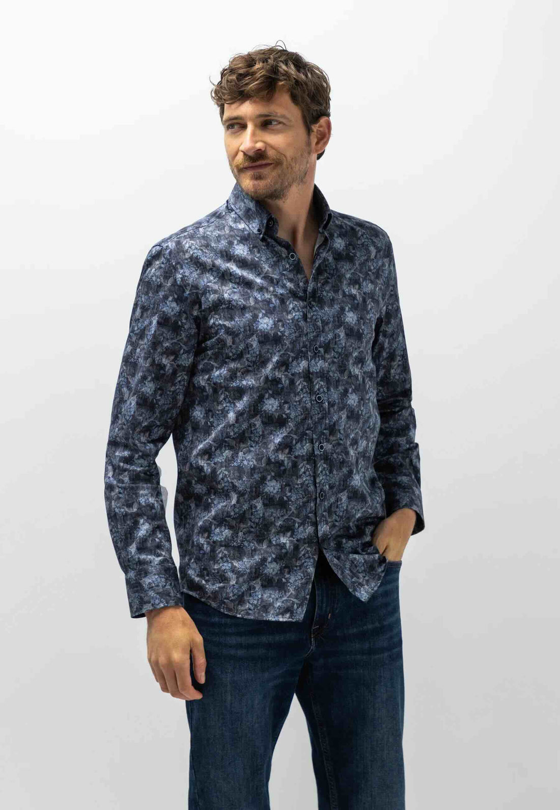Overhemd printje - blauw