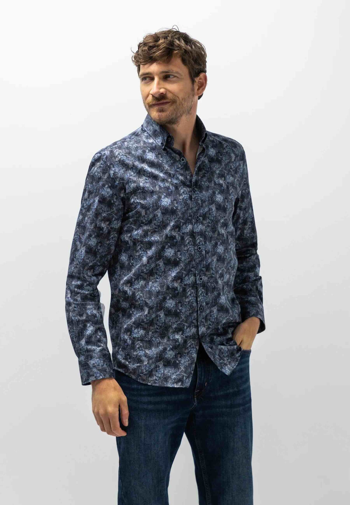 Overhemd printje - blauw