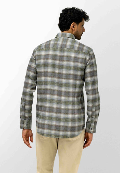 Overhemd geruit- groen / beige / bruin