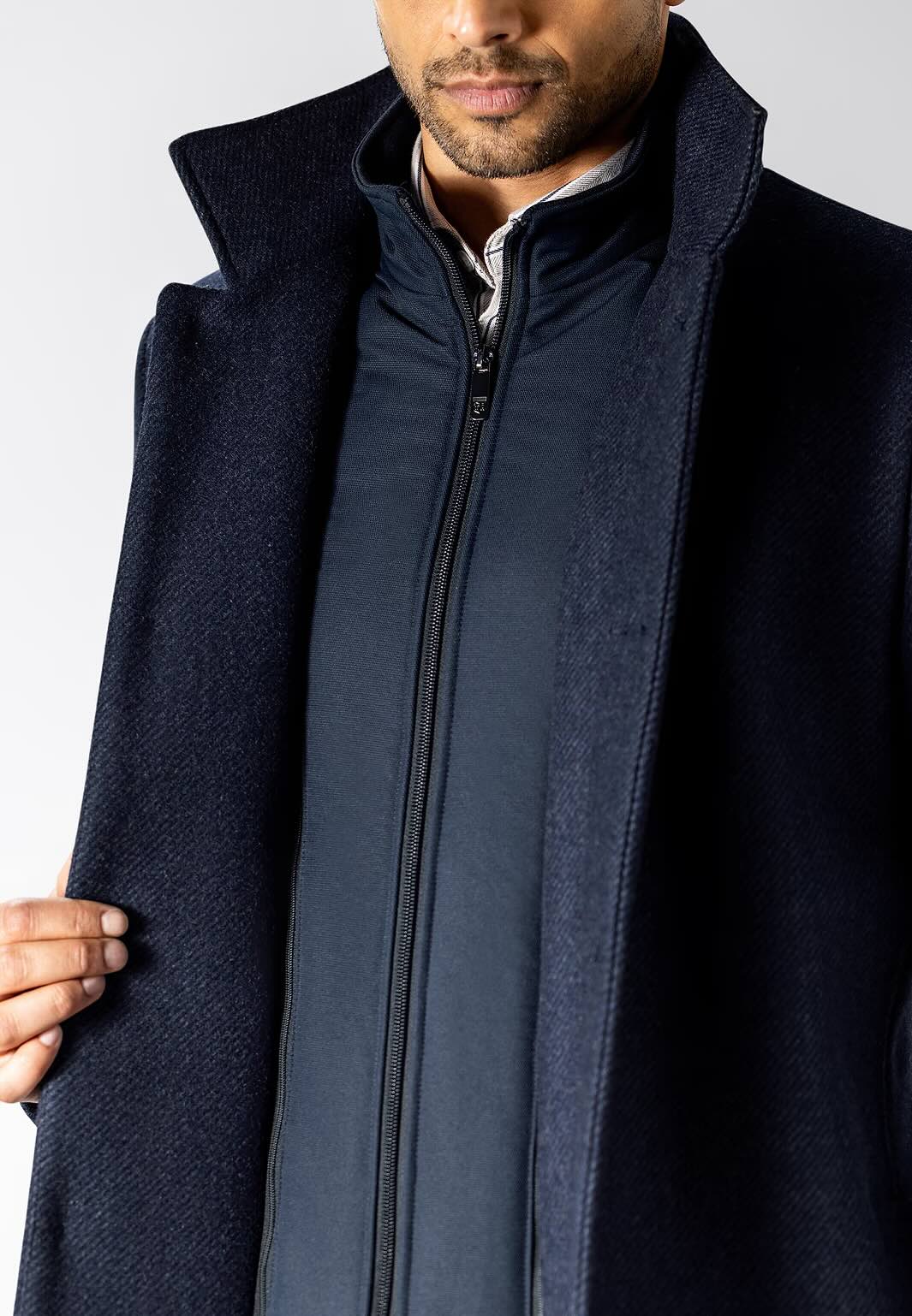 Jas gemêleerde mantel - blauw