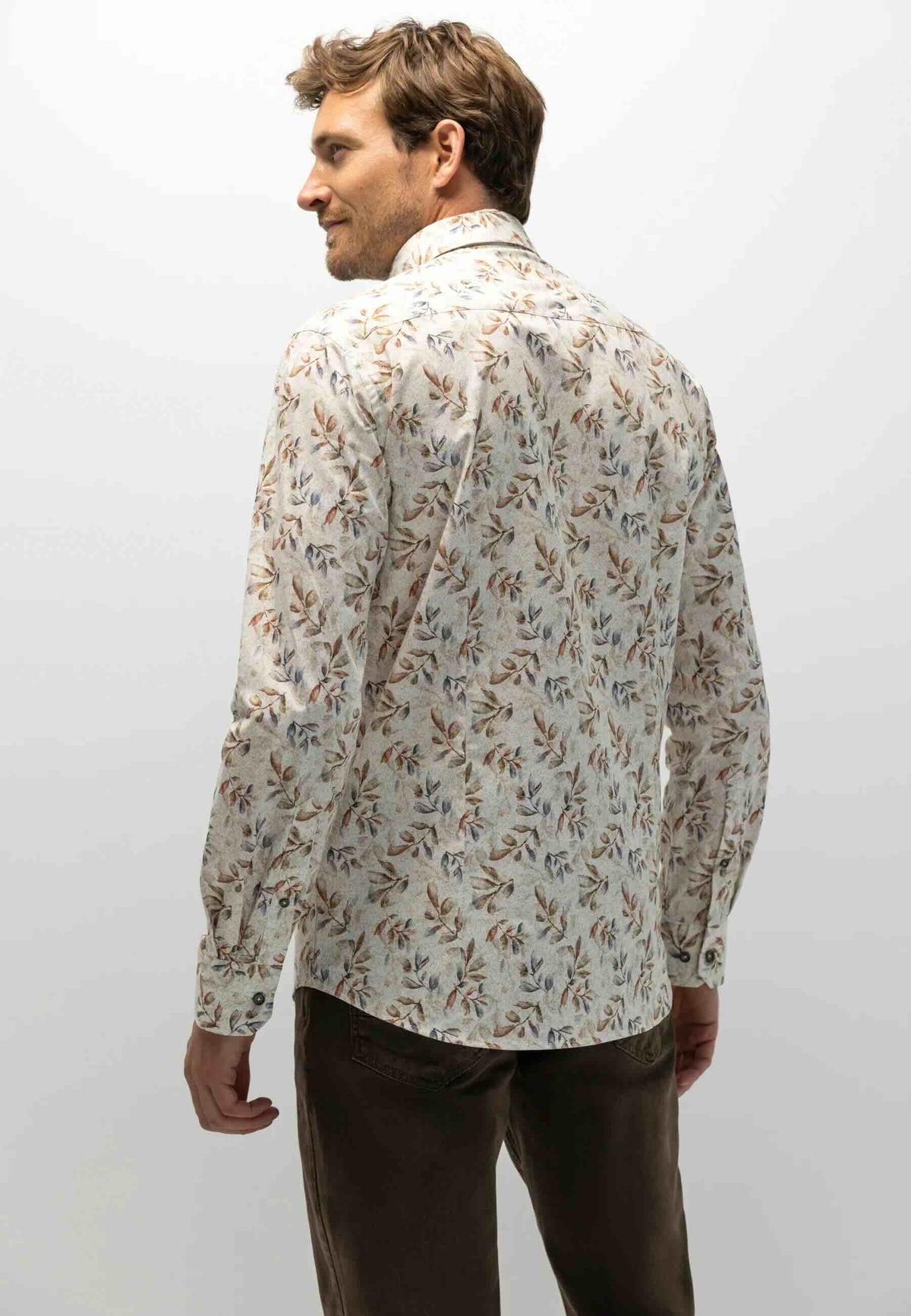 Overhemd all-over print- oud roze/wit