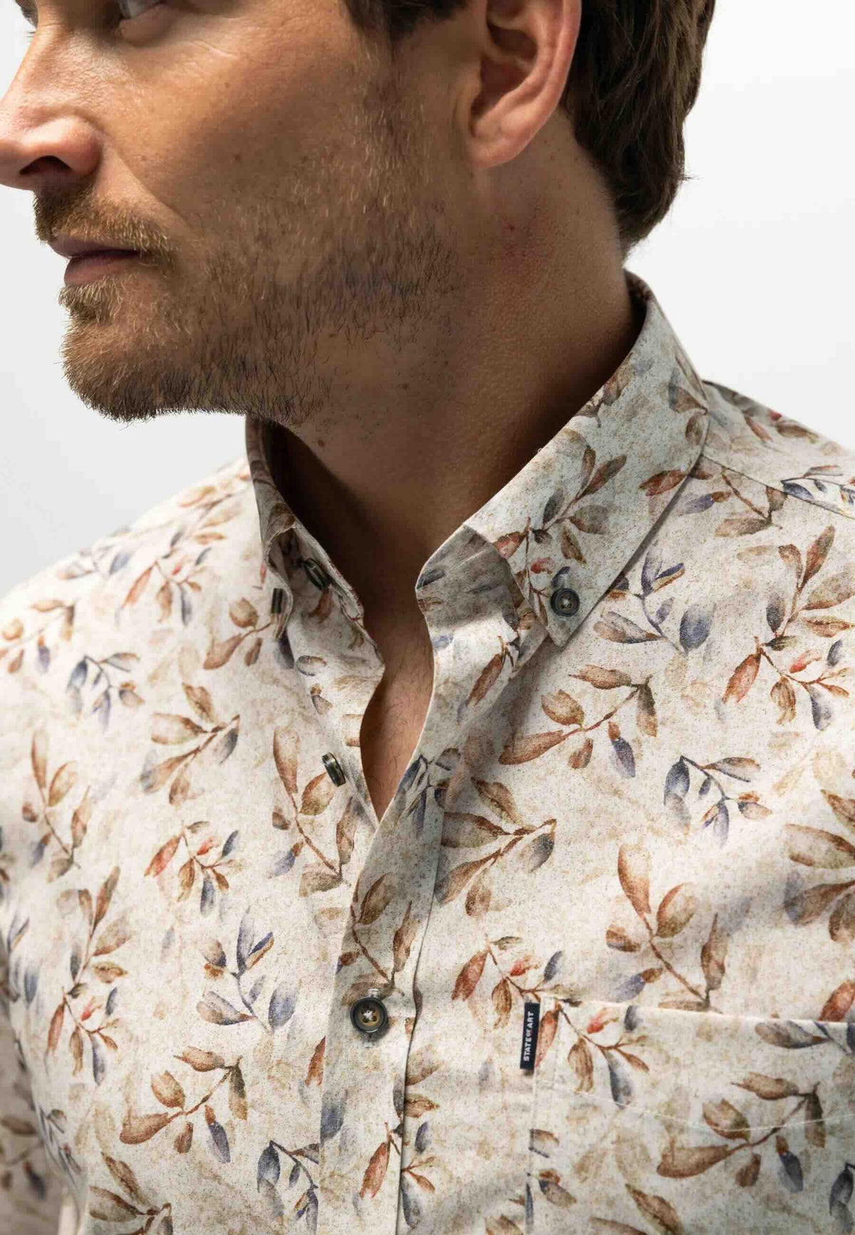 Overhemd all-over print- oud roze/wit