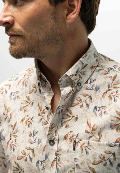 Overhemd all-over print- oud roze/wit