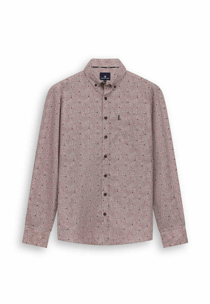 Overhemd poplin all-over print - oud roze/kit