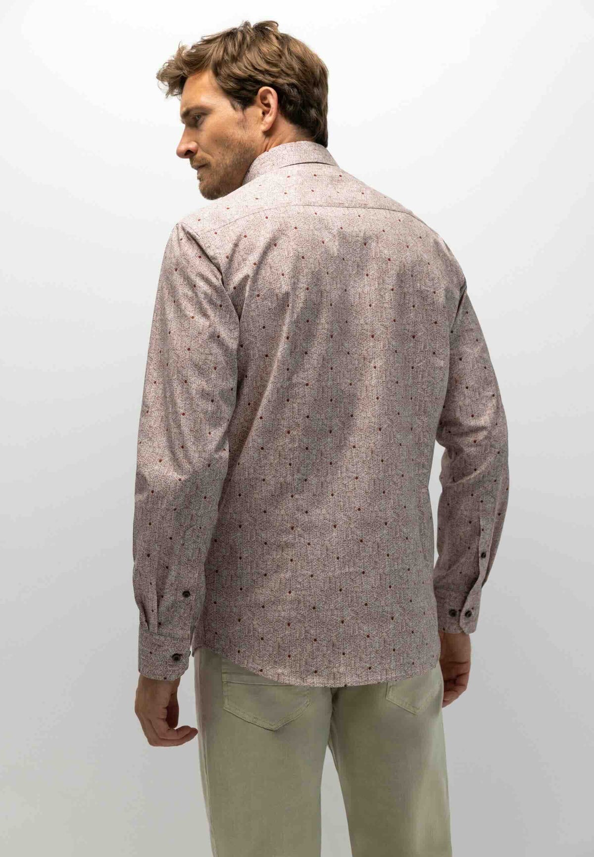 Overhemd poplin all-over print - oud roze/kit