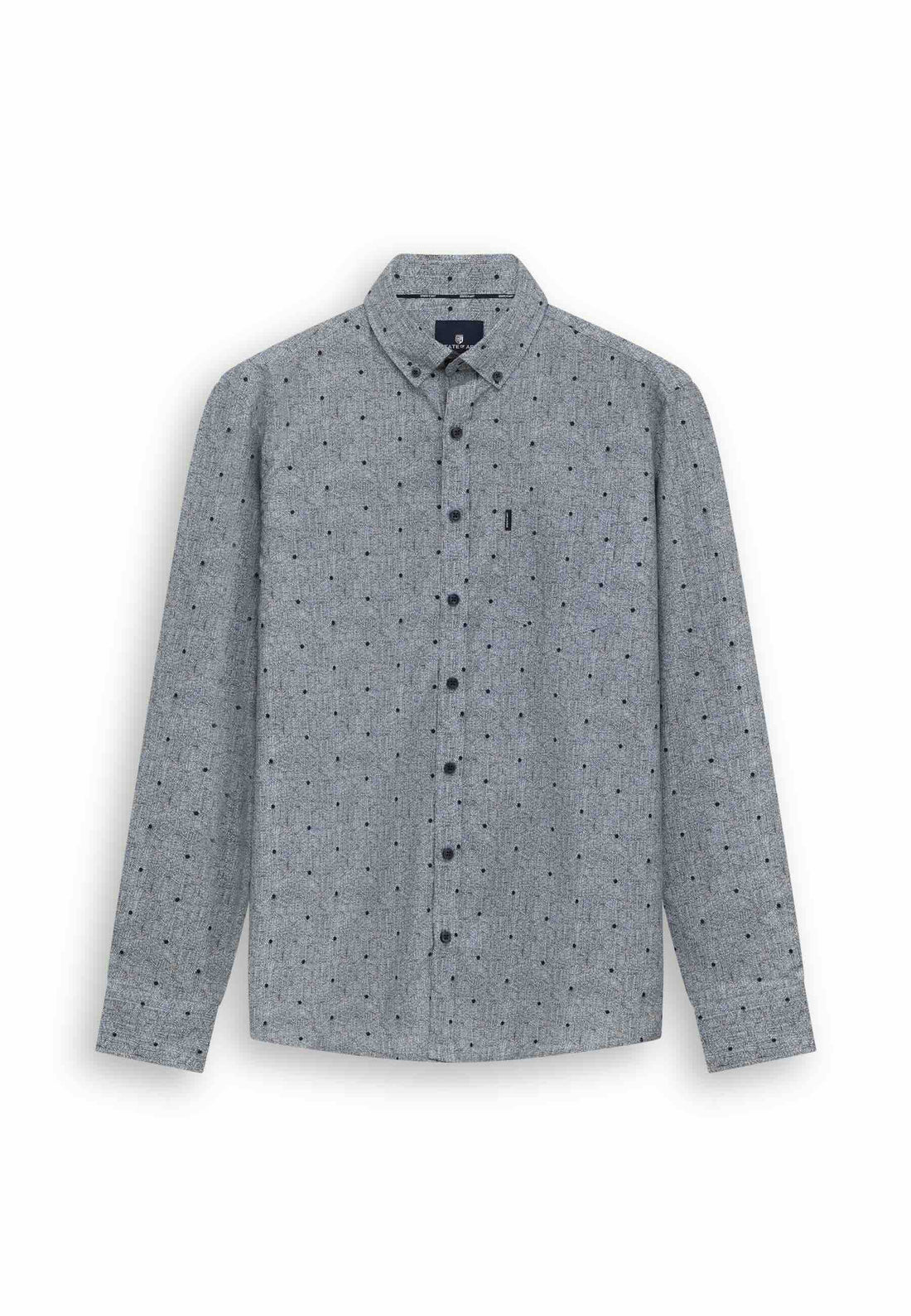 Overhemd poplin all-over print - blauw