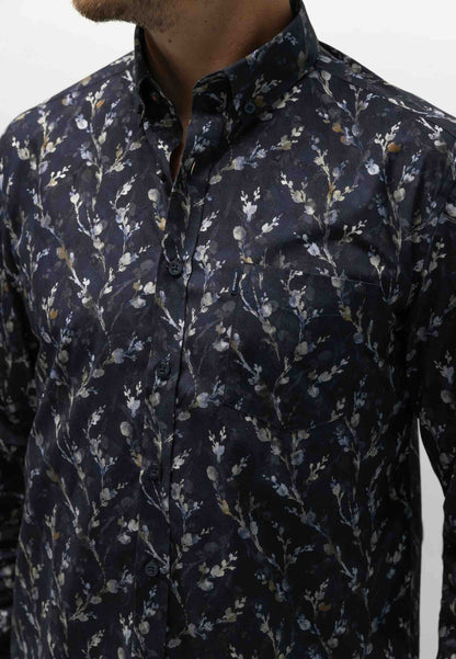 Overhemd all-over print - blauw