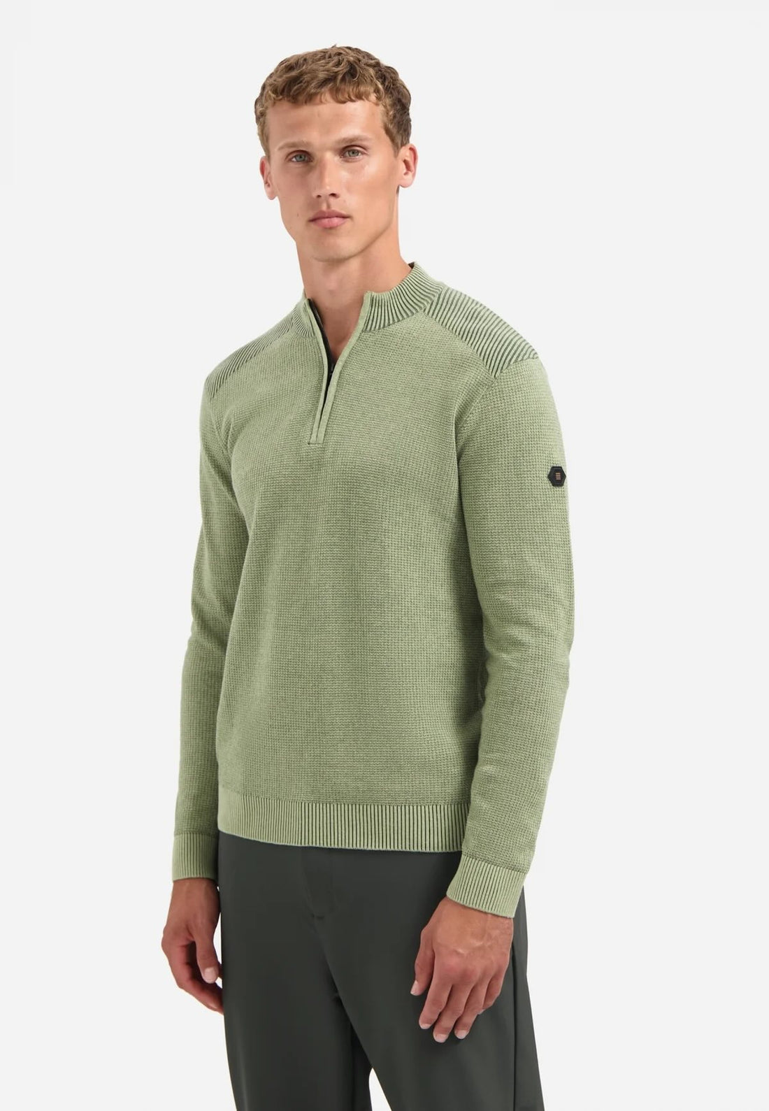 Trui met halve rits - groen