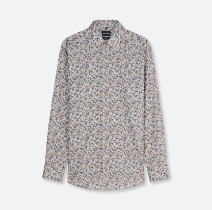 Overhemd Modern Fit Luxor strijkvrij printje - beige