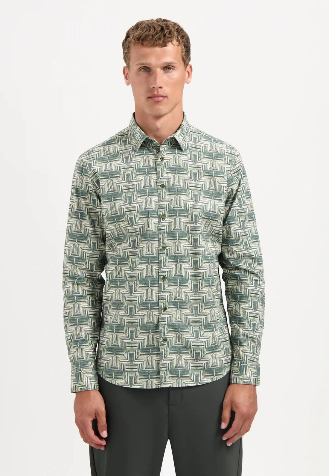 Overhemd met all-over print - groen