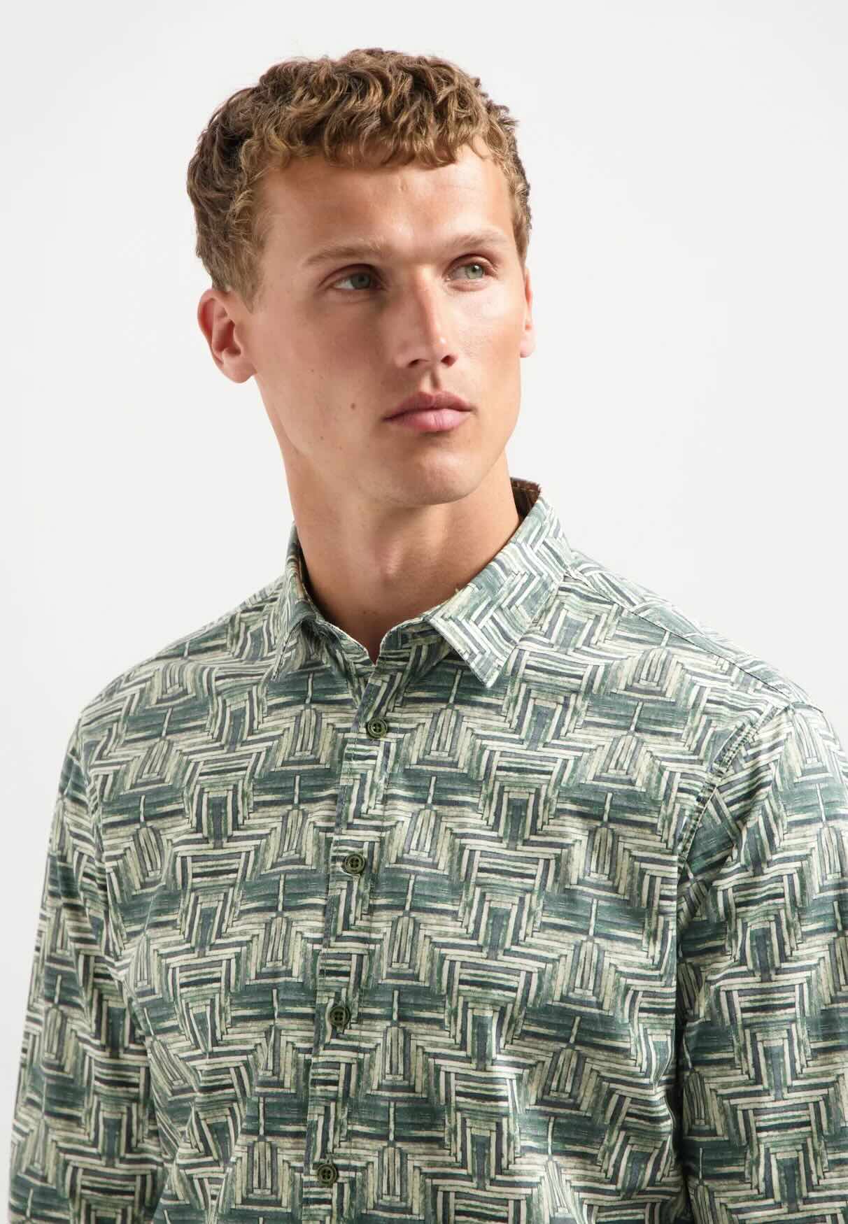 Overhemd met all-over print - groen