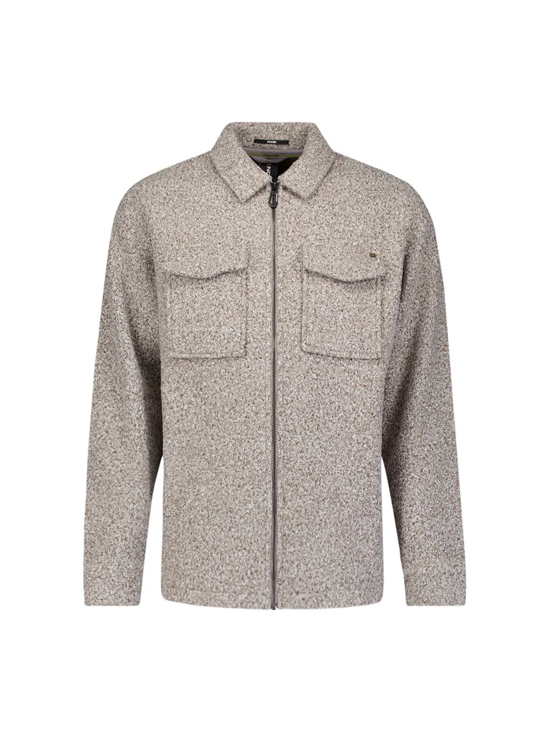 Overshirt gemêleerd met rits - grijs