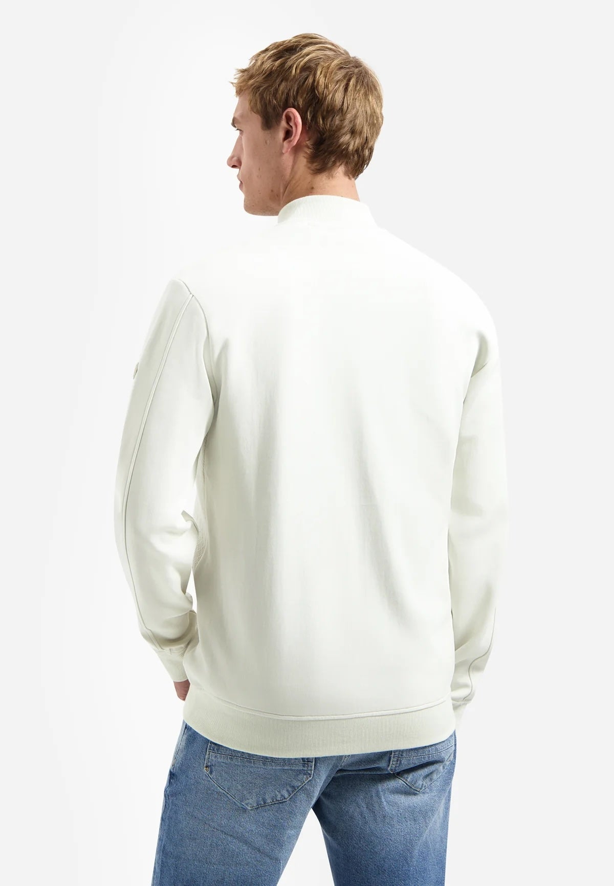 Vest sweat met rits - lichtbeige