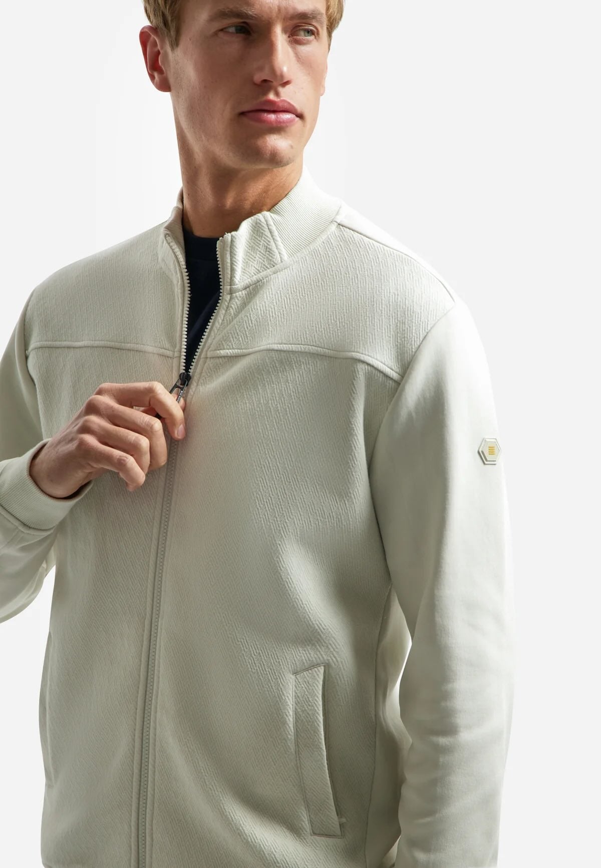 Vest sweat met rits - lichtbeige