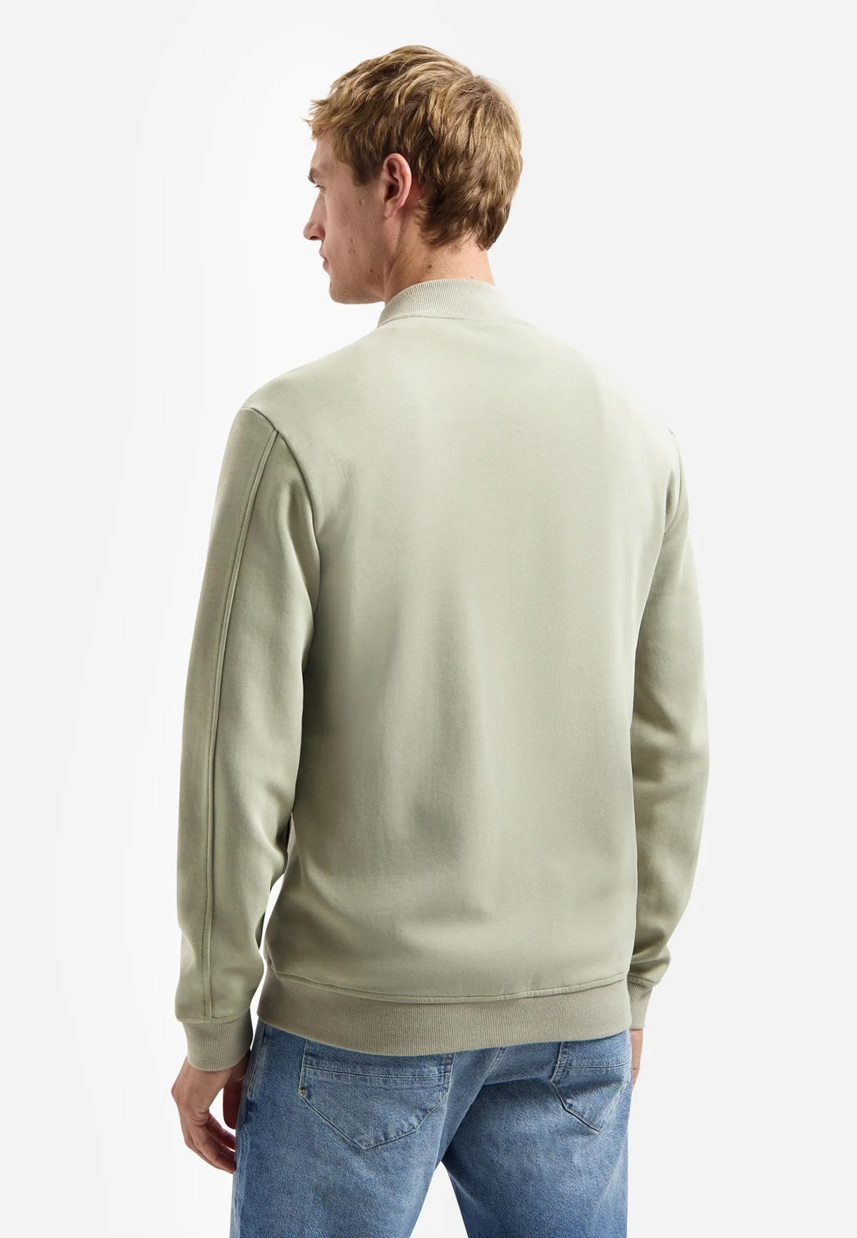 Vest sweat met rits - donkerbeige