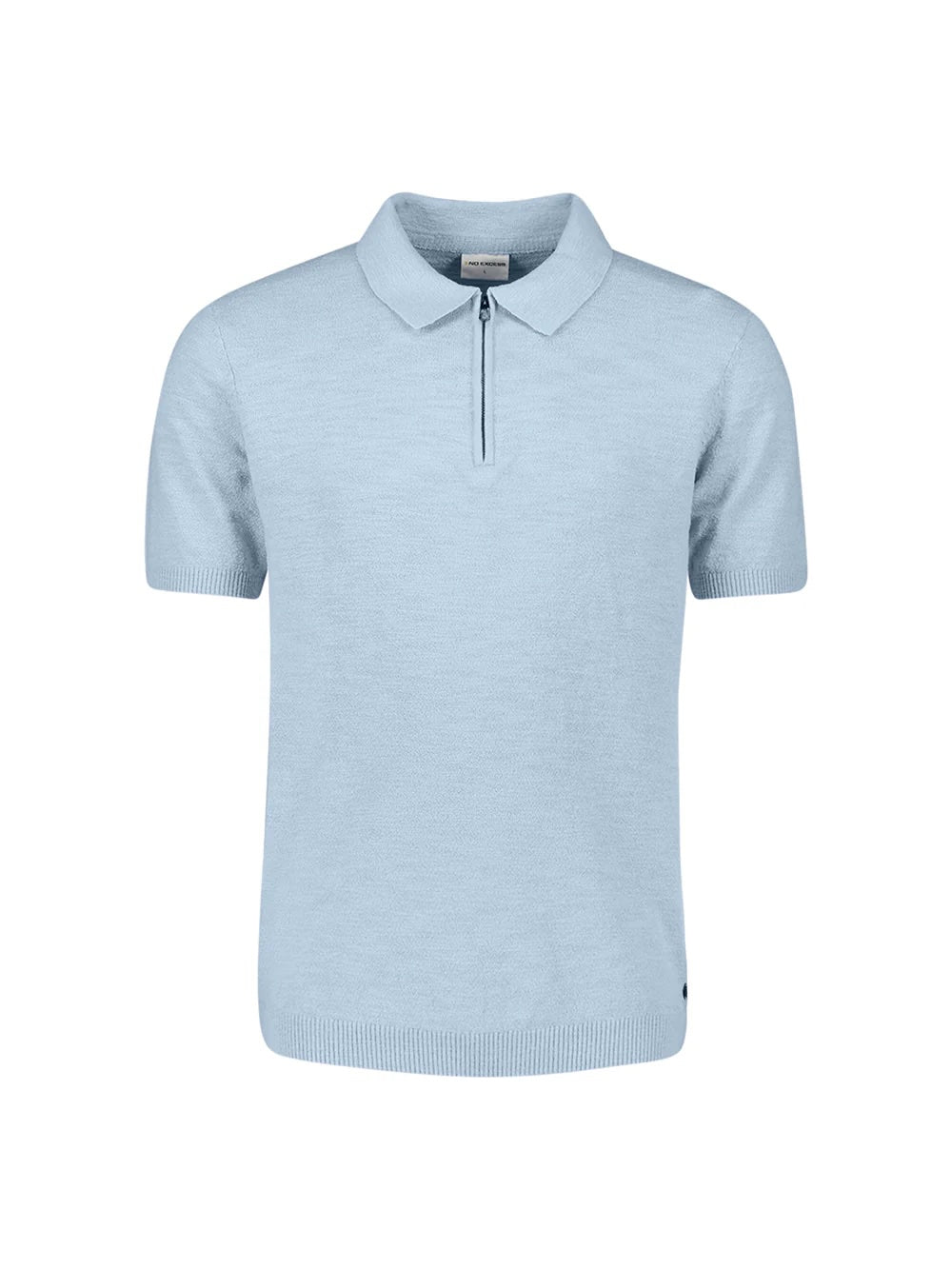 Polo gebreid met rits - lichtblauw
